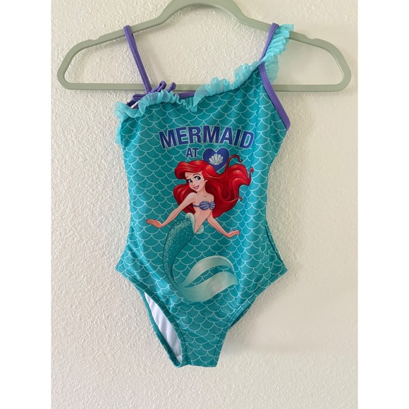 Other - Disney Princess Ariel Mermaid Swimsuit Girls Size 7/8 One Piece Ruffle Swimwear